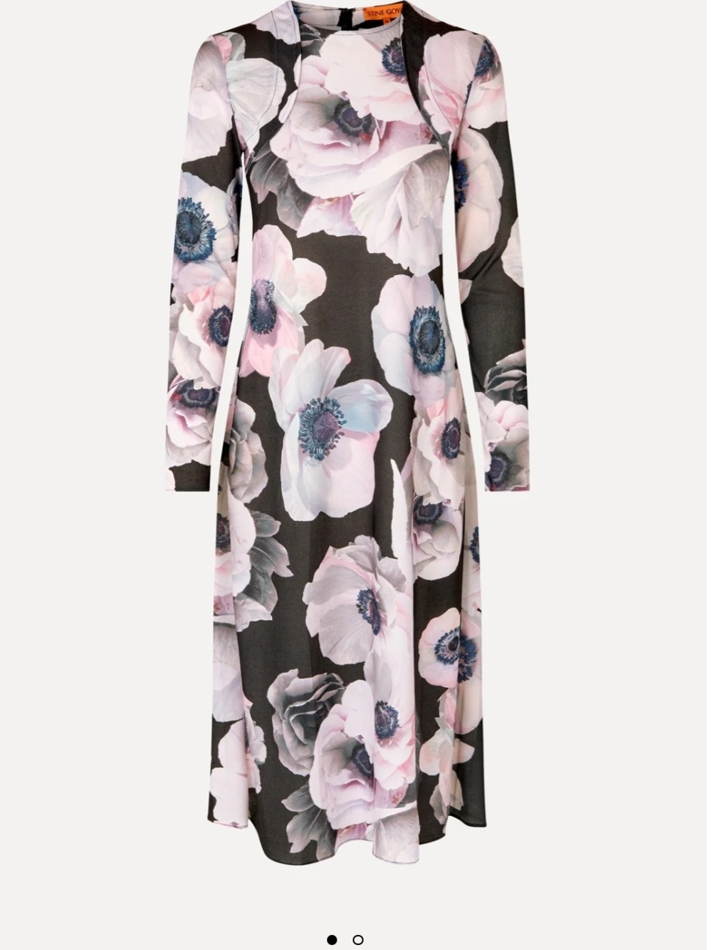 Crewneck Long Sleeve Midi Dress - Nostalgic Anemone - Picture 3 of 11